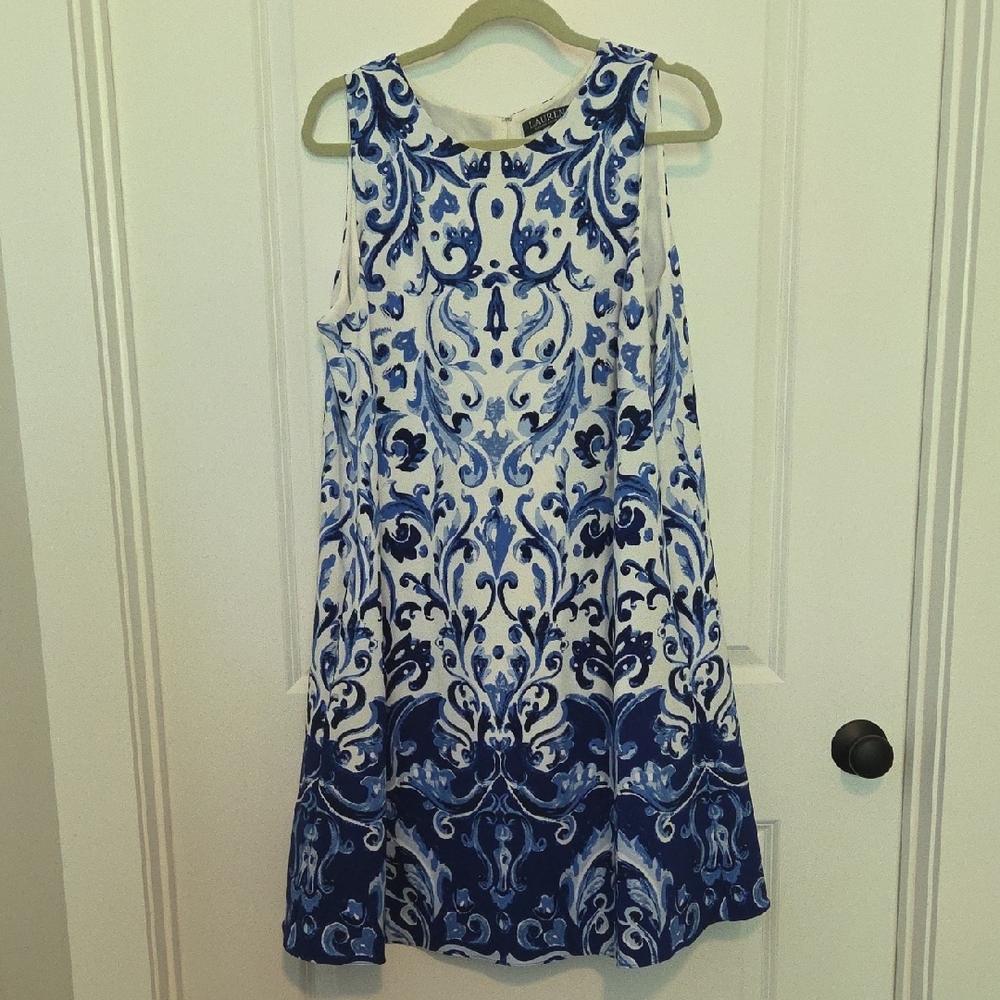 Ralph Lauren Blue and White Sleeveless Sundress